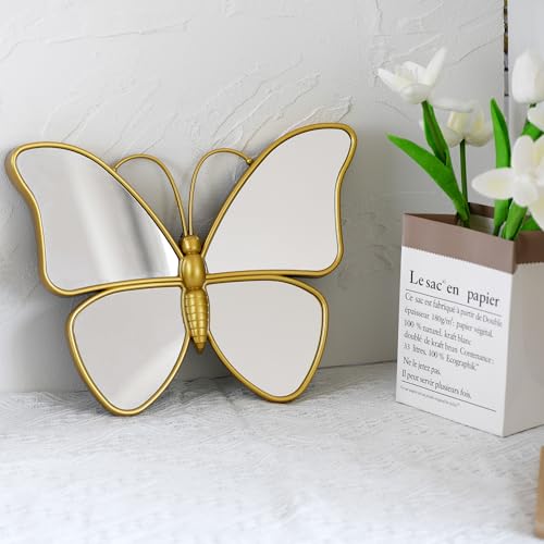 Wartter Decorative Butterfly Wall Mirror with Gold Plastic Frame (12.2 x 9.8 inch) - Image 5