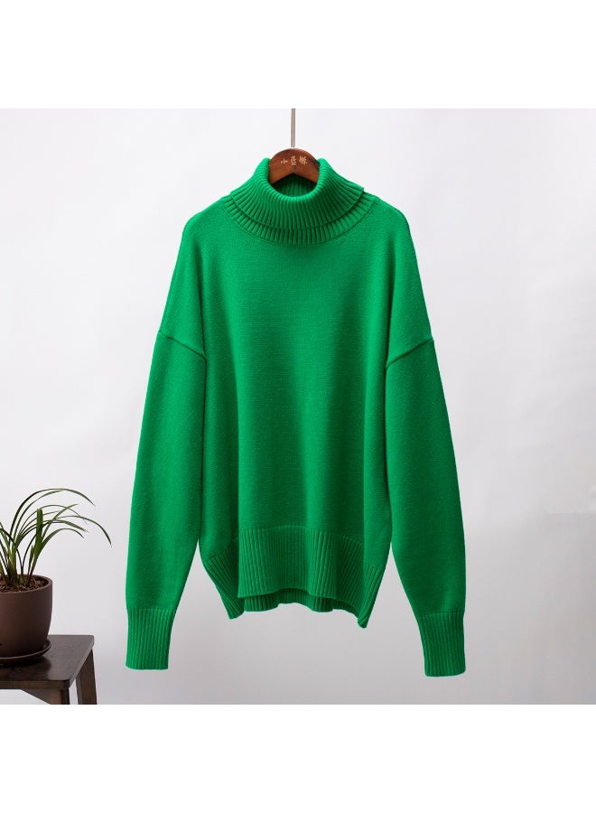 NIBEMINENT Autumn and Winter  Thick Sweater Women High Neck Pullover Sweater Warm Loose Knitted Base Sweater - Image 1