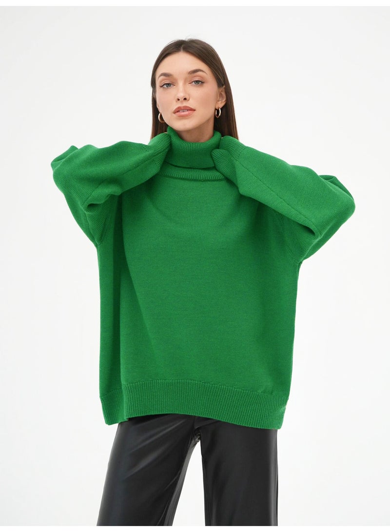 NIBEMINENT Autumn and Winter  Thick Sweater Women High Neck Pullover Sweater Warm Loose Knitted Base Sweater - Image 3