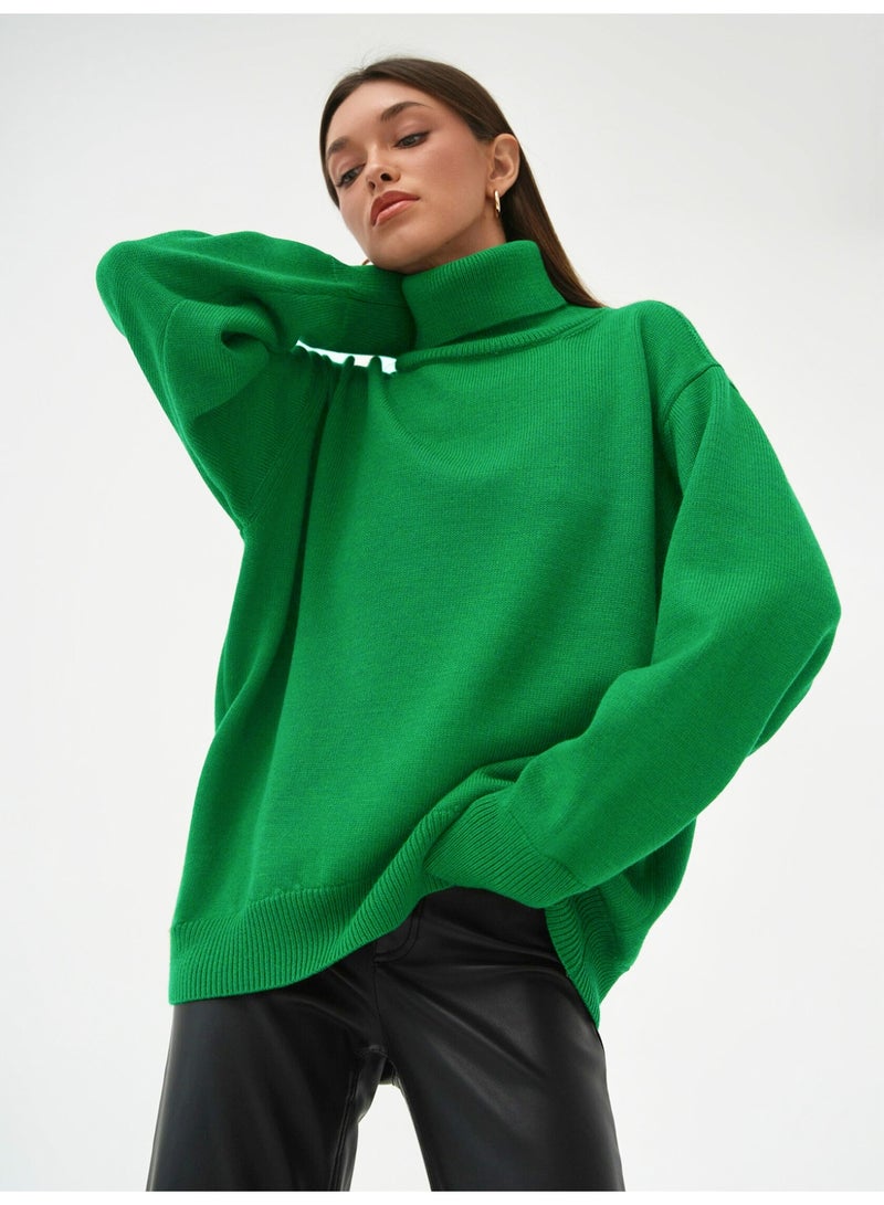 NIBEMINENT Autumn and Winter  Thick Sweater Women High Neck Pullover Sweater Warm Loose Knitted Base Sweater - Image 2