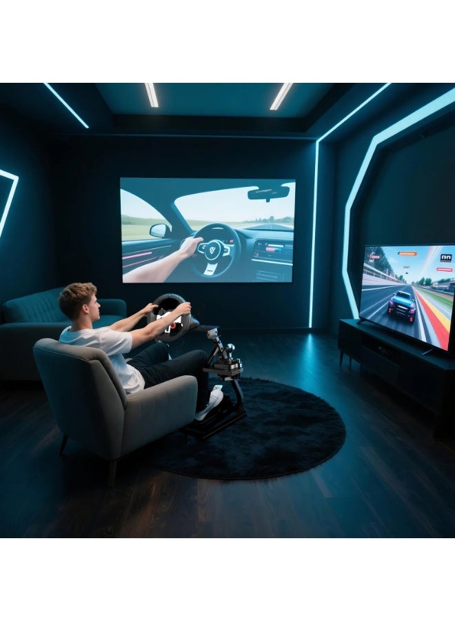 BlueFire Foldable Racing Simulator Cockpit Stand – Heavy-Duty Steel Frame with Adjustable Ergonomic Design for Logitech, Thrustmaster, Fanatec, PXN – Universal Wheel, Pedal & Shifter Mount Compatible with PC, PS5, PS4, Xbox Series X/S – Space-Saving for Home & Esports - Image 4