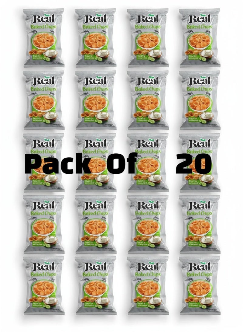 رقائق بطاطس ريل المقرمشة بالزبادي والخيار - خفيفة، مقرمشة، غنية بالبروتين، 60 غرام (عبوة من 20 قطعة)