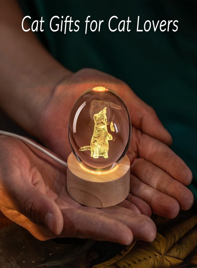IFOLAINA 3D Cat Crystal Ball Gifts Ideas for Girlfriend Wife Mom Couple Her Cat Lovers Presents for Women Birthday Decorative Crystal Sphere Decor Lamp - Image 3