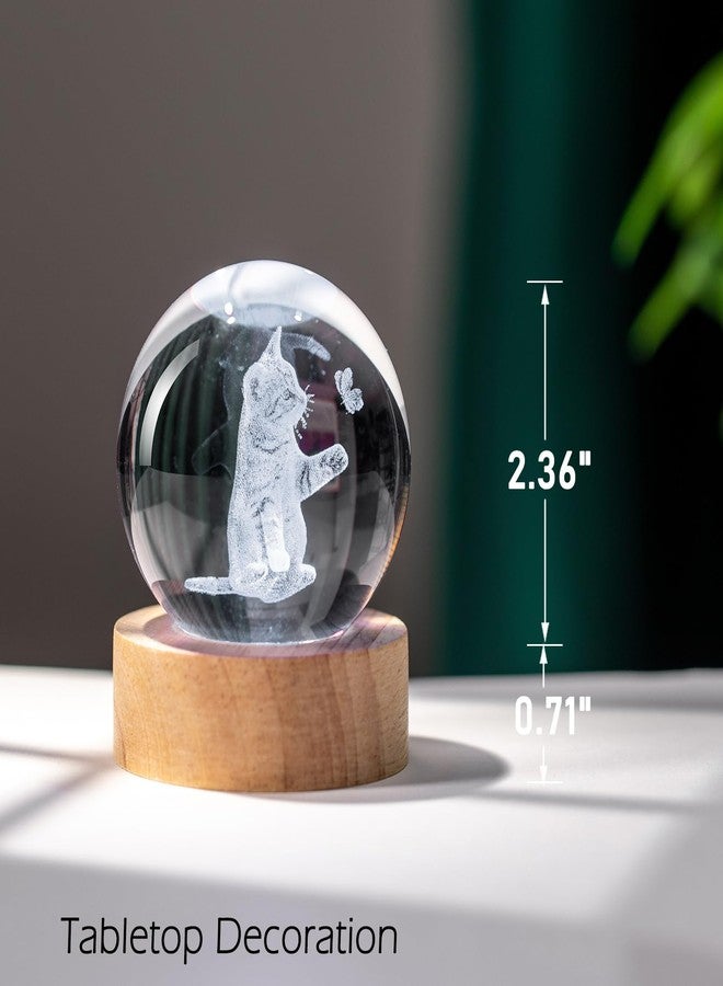 IFOLAINA 3D Cat Crystal Ball Gifts Ideas for Girlfriend Wife Mom Couple Her Cat Lovers Presents for Women Birthday Decorative Crystal Sphere Decor Lamp - Image 5