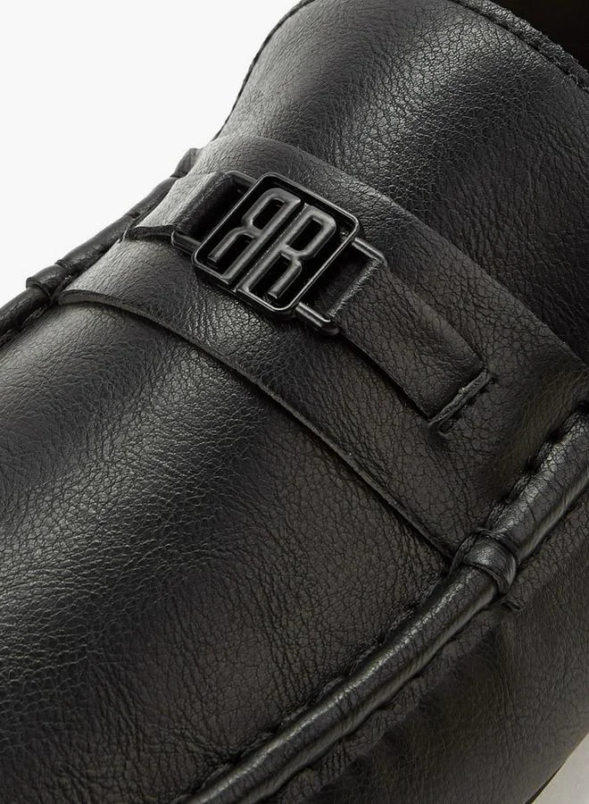 Renzo Ruganni BLACK Men Logo Accent Slip-On Loafers for Men | Best Price UAE