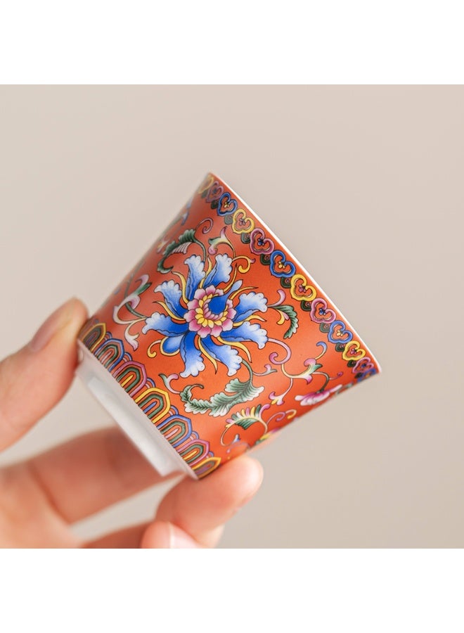 TANGBLIB 6 Ceramic Tea Cups with Gift Box Elegant Floral Enamel Porcelain Coffee Cup Set, 6 Colors Flowers Teacup, Perfect for Home, Office, and Restaurant Use - Image 4