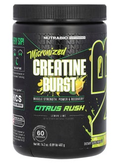 NutraBio Micronized Creatine Burst Citrus Rush Lemon Lime 0.89 lb (402 g) 