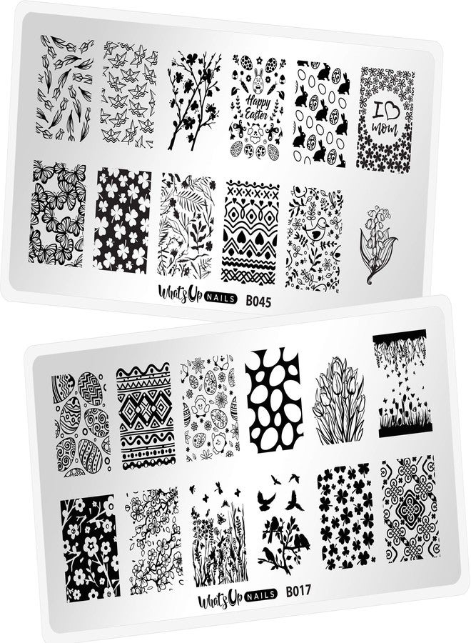 Whats Up Nails - Spring Stamping Plates 2 pack (B017, B045) for Nail Art Design - Image 1