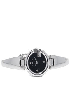 GUCCI Stainless Steel Diamond 27mm Guccissima Quartz Watch Black YA134305  - Image 2
