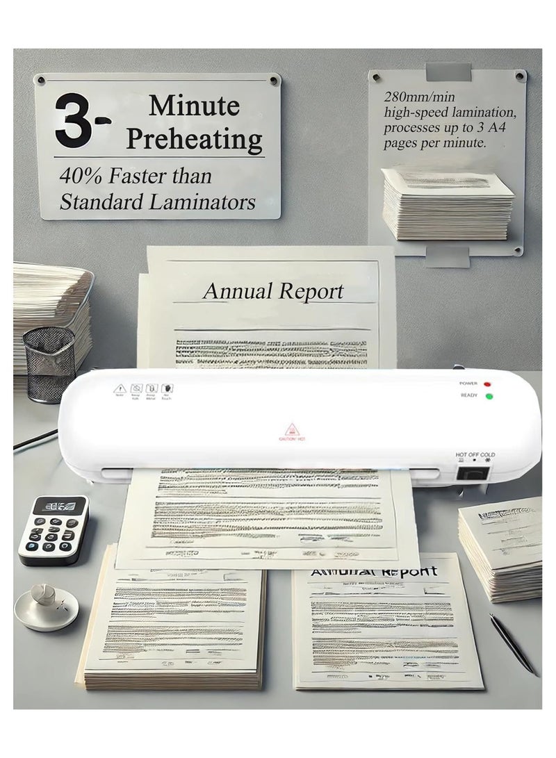 NANAO 4 in 1 Laminator Machine with 15 Laminating Sheets, A4 Laminating Machine Hot & Cold with Paper Trimmer & Corner Rounder, Personal Thermal Laminator for Home School Office - Image 4