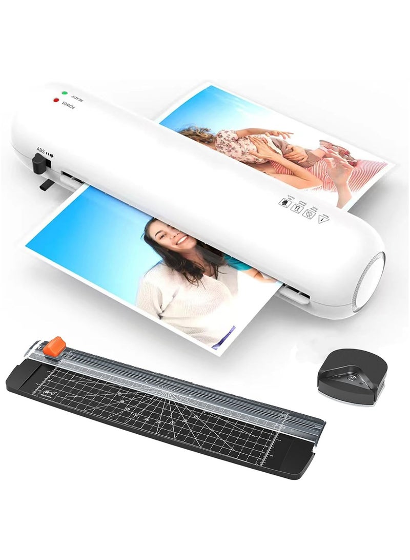 NANAO 4 in 1 Laminator Machine with 15 Laminating Sheets, A4 Laminating Machine Hot & Cold with Paper Trimmer & Corner Rounder, Personal Thermal Laminator for Home School Office - Image 1