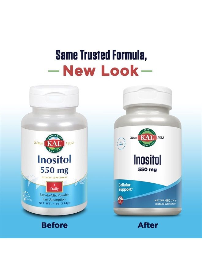 KAL Inositol Powder 550mg, Brain Health, Nervous System & Mood Support Supplement, Cellular Health Support, Enhanced Absorption Formula, Easy to Mix, Approx. 207 Servings, 4oz - Image 2