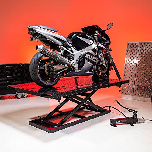 Black Widow Extra-Wide Air or Hydraulic Motorcycle ATV Lift Table 1,500 lb. Capacity Diamond Plate Surface with 32" Maximum Lift Height - Image 3