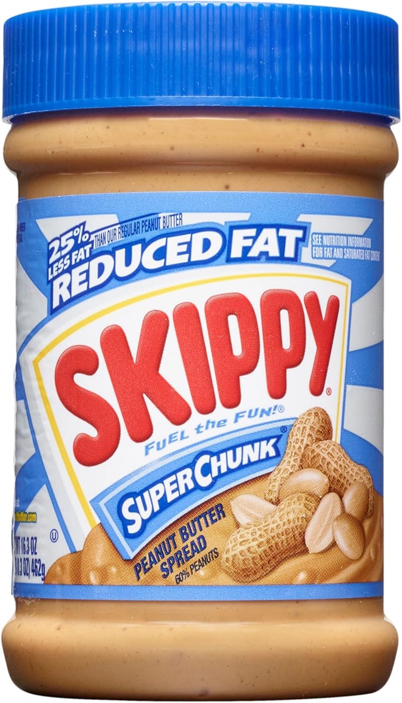 SKIPPY Reduced Fat SUPER CHUNK Extra Crunchy Peanut Butter Spread, 16.3 Ounce - Image 1