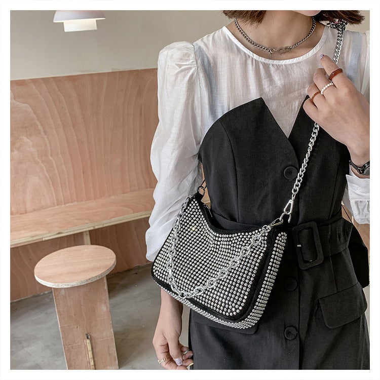 Popular Bright Diamond Bag Women'S Bag Fashionable Fashionable One-Shoulder Underarm Bag Explosive Fire Korean-Style Texted Crossbody Bag - Image 4