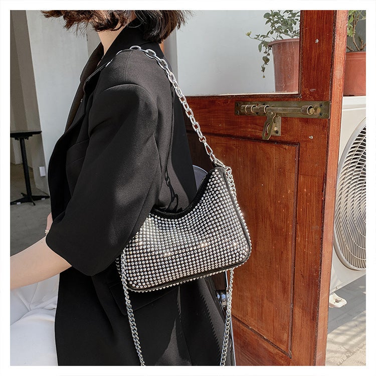 Popular Bright Diamond Bag Women'S Bag Fashionable Fashionable One-Shoulder Underarm Bag Explosive Fire Korean-Style Texted Crossbody Bag - Image 2