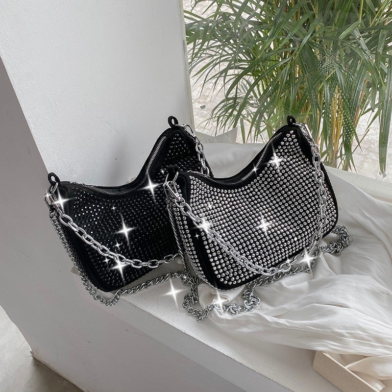 Popular Bright Diamond Bag Women'S Bag Fashionable Fashionable One-Shoulder Underarm Bag Explosive Fire Korean-Style Texted Crossbody Bag - Image 3