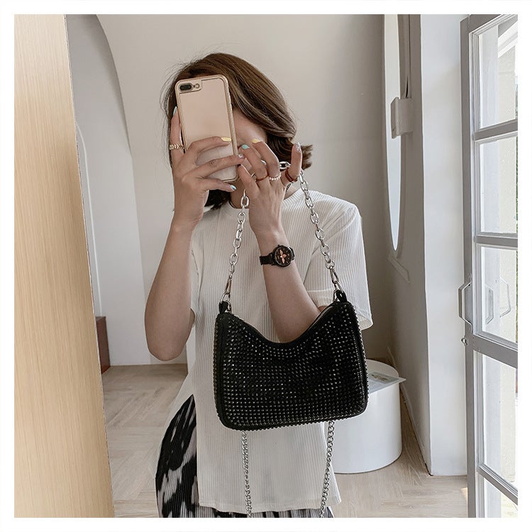 Popular Bright Diamond Bag Women'S Bag Fashionable Fashionable One-Shoulder Underarm Bag Explosive Fire Korean-Style Texted Crossbody Bag - Image 5