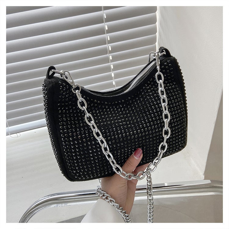 Popular Bright Diamond Bag Women'S Bag Fashionable Fashionable One-Shoulder Underarm Bag Explosive Fire Korean-Style Texted Crossbody Bag - Image 1