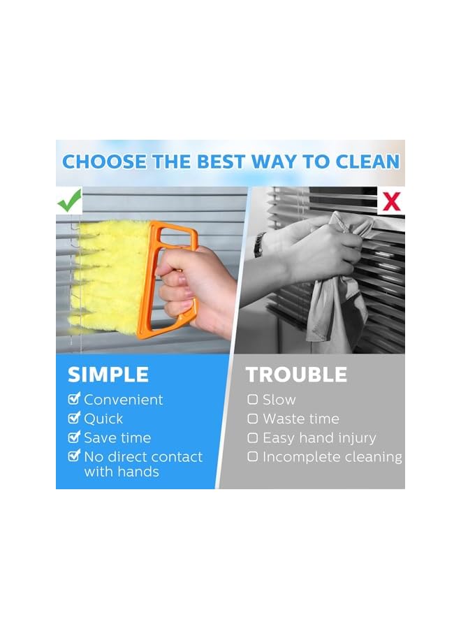 erorex 4 Pcs Blinds Cleaner Tool, 2 Pcs 7 Finger Window Venetian Dusting Cleaner Brush and 2 Pairs Cleaning Gloves for Air Conditioner Dirt House Plant Car Corner Shutter - Image 3