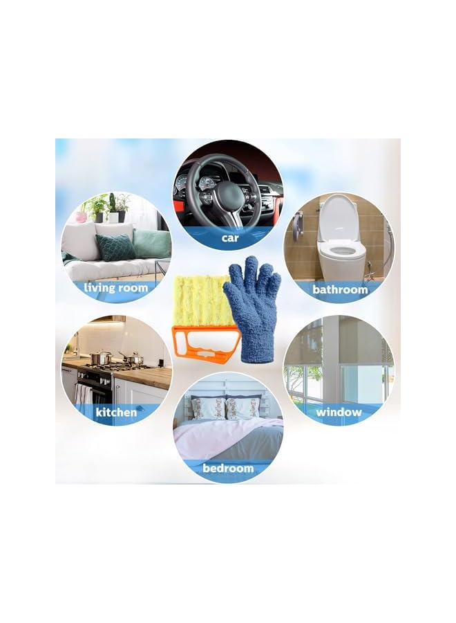 erorex 4 Pcs Blinds Cleaner Tool, 2 Pcs 7 Finger Window Venetian Dusting Cleaner Brush and 2 Pairs Cleaning Gloves for Air Conditioner Dirt House Plant Car Corner Shutter - Image 5