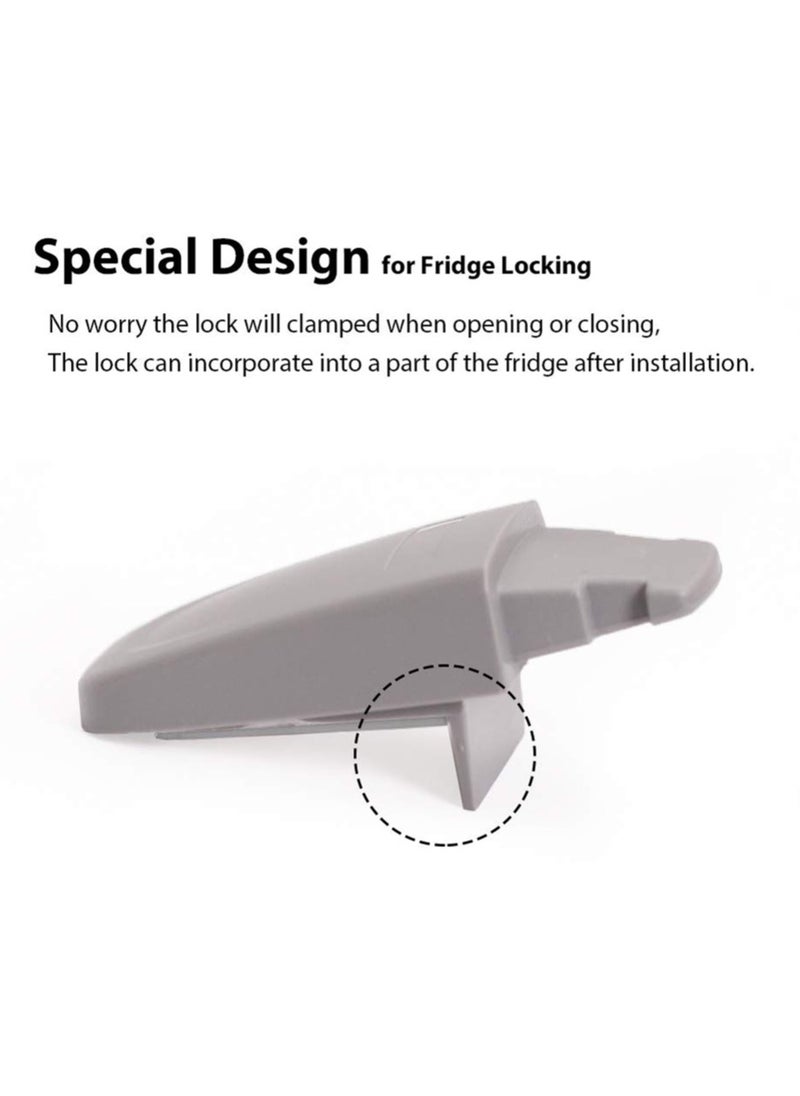 SYOSI - 2 PCS Home Fridge Freezer Door Lock, KASTWAVE Latch Catch Toddler Kids Child Refrigerator Cabinet Locks Baby Safety Child Lock Easy to Install and Use 3M Adhesive no Tools Need or Drill (Grey) - Image 1