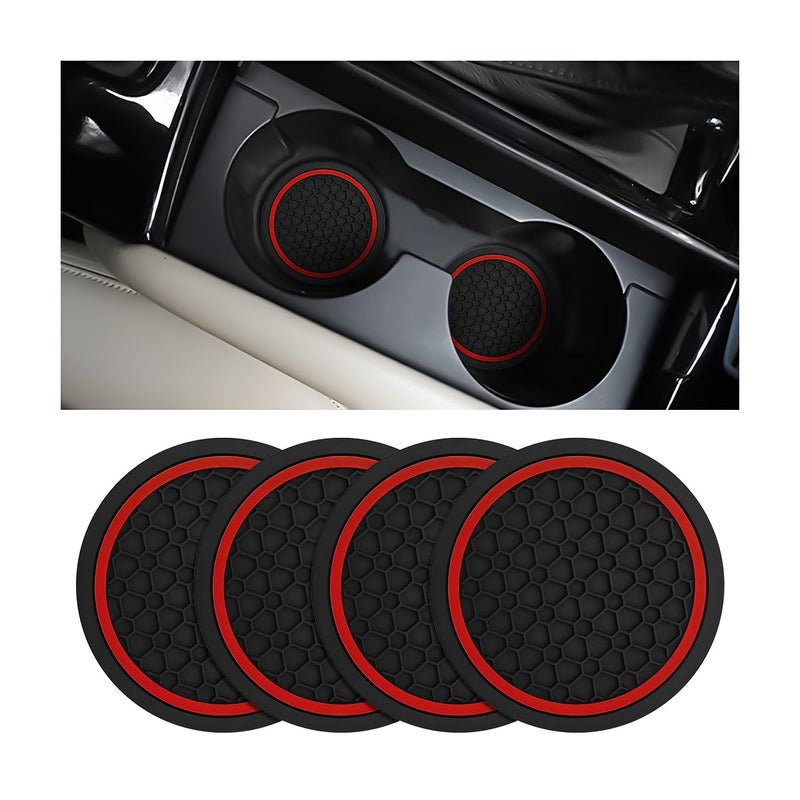 Mandark 4PCS Car Cup Holder Coasters 275 Inch NonSlip Insert Water Bottle Holder Pads Dustproof Automotive Interior Accessories Mat Universal for Vehicles Trucks RVs and MoreBlackRed
