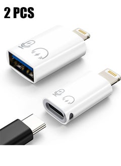 HY 2 Pack Lightning to USB C Adapter, USB C/USB 3.0 Female to Lightning Male OTG Adapter for iPhone/iPad, Support Connect Card Reader, U Disk, USB Flash Drive, Keyboard, Mouse and More  - Image 1