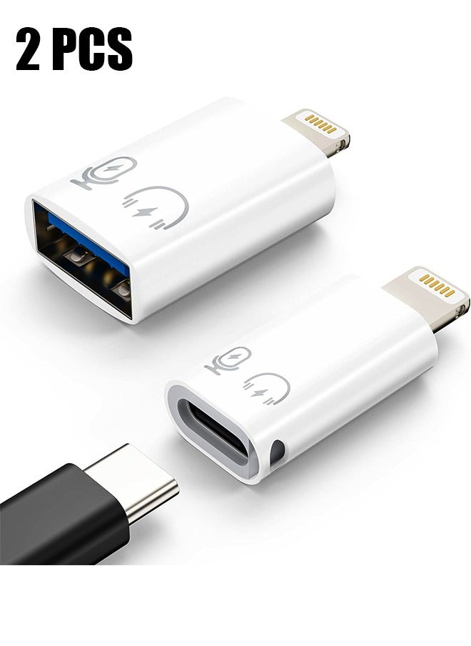 HY - 2 Pack Lightning to USB C Adapter, USB C/USB 3.0 Female to Lightning Male OTG Adapter for iPhone/iPad, Support Connect Card Reader, U Disk, USB Flash Drive, Keyboard, Mouse and More - Image 1