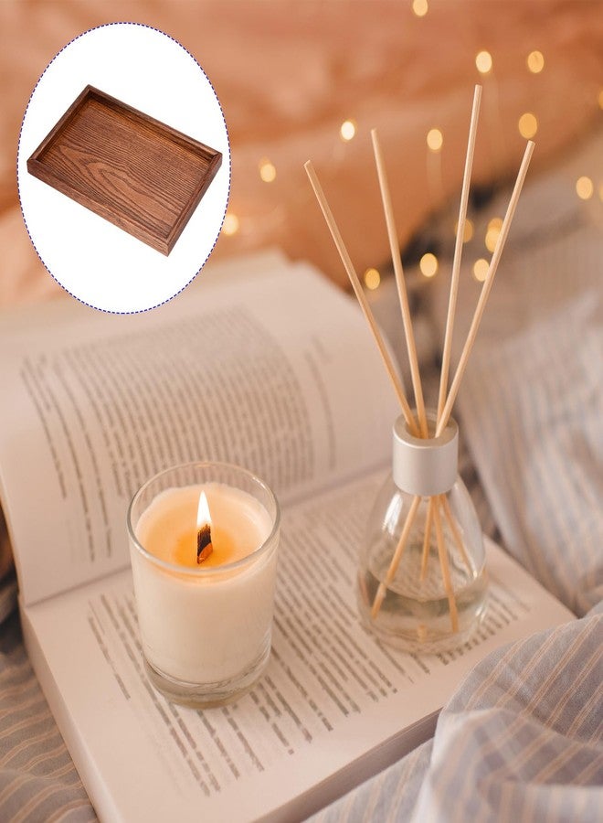 M METERXITY Wood Serving Tray - Rectangular Wooden Decorative Platter, Kitchen Tray, Centerpiece Candle Holder Trays, Apply to Home Cafe Dining (12x8 Inch) - Image 2