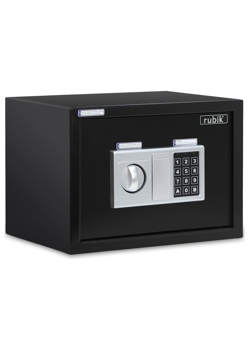 Rubik A4 Documents Size Safe Box with Digital Keypad and Key Lock, Security Locker Protect Cash Jewelry Passports for Home Office (Size 25x35x25cm) Black - Image 1
