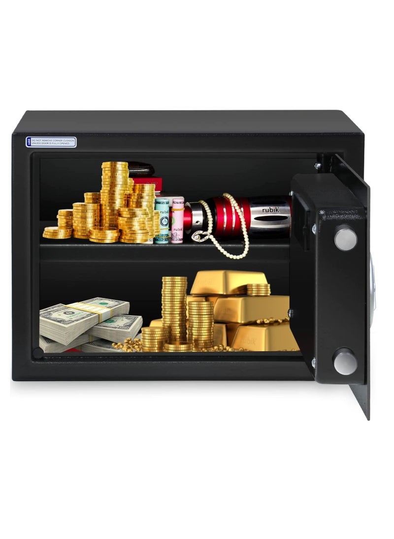 Rubik A4 Documents Size Safe Box with Digital Keypad and Key Lock, Security Locker Protect Cash Jewelry Passports for Home Office (Size 25x35x25cm) Black  - Image 2