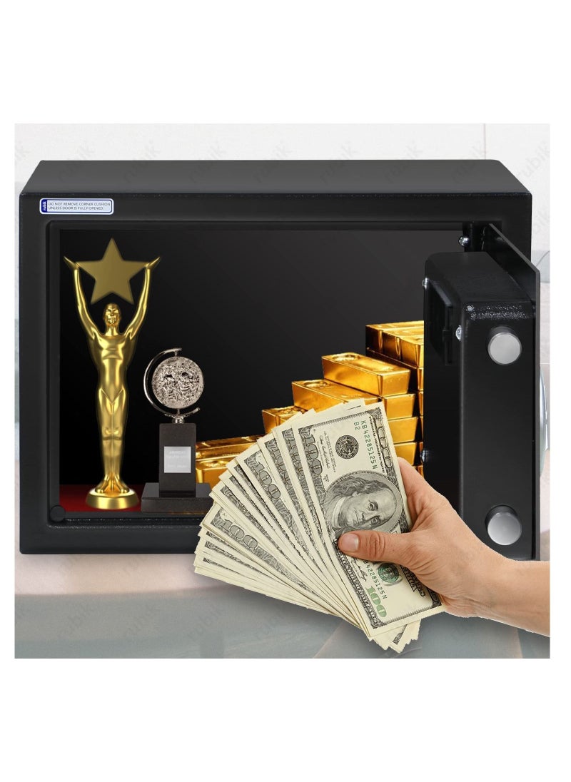 Rubik A4 Documents Size Safe Box with Digital Keypad and Key Lock, Security Locker Protect Cash Jewelry Passports for Home Office (Size 25x35x25cm) Black  - Image 5