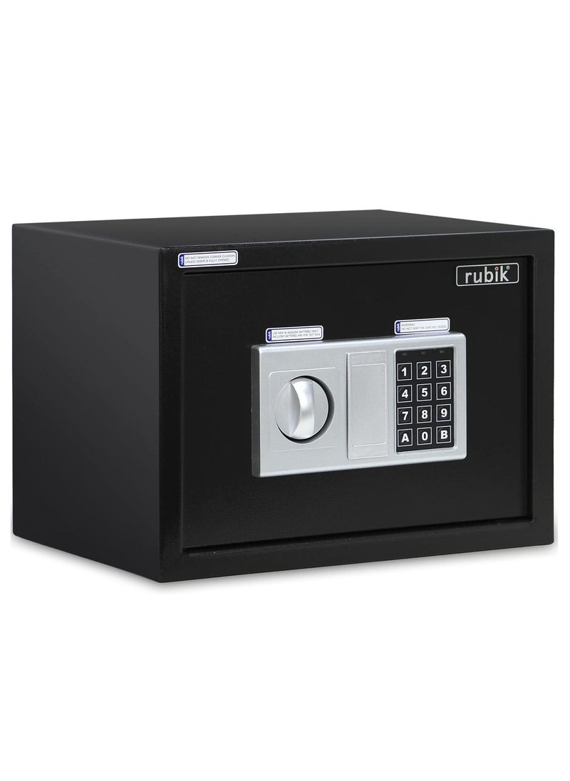 Rubik A4 Documents Size Safe Box with Digital Keypad and Key Lock, Security Locker Protect Cash Jewelry Passports for Home Office (Size 25x35x25cm) Black  - Image 1