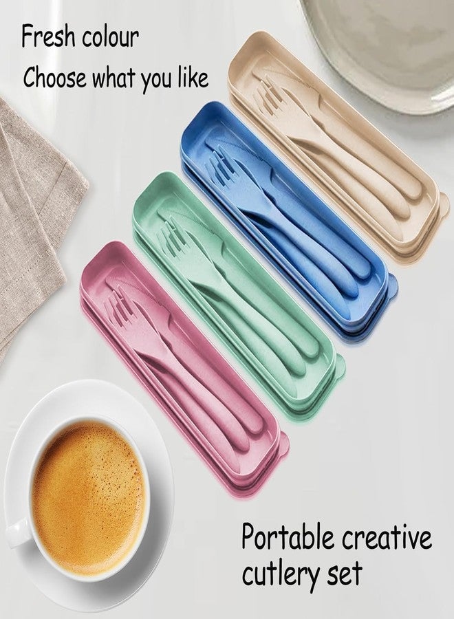 KINJAL MAX 1 Sets (4 PCS) Reusable Utensils Set with Case, Travel Utensils with Case,Reusable Utensils for Lunch Box Accessories for Adults,Portable Cutlery Lunch Utensils Set | Multicolor - Image 4