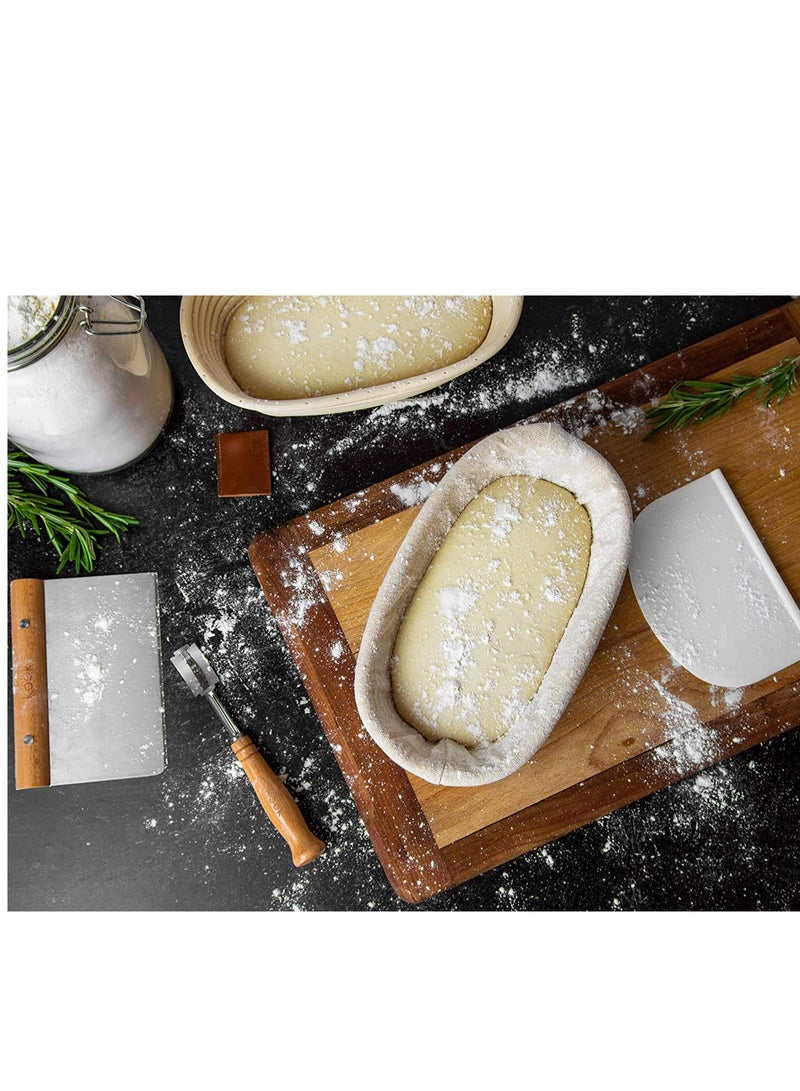 SYOSI 10 x 6 x 4 inch Premium Oval Banneton Basket with Liner   Perfect Brotform Proofing Basket for Making Beautiful Bread For Home  Professional Sourdough Baking  - Image 3