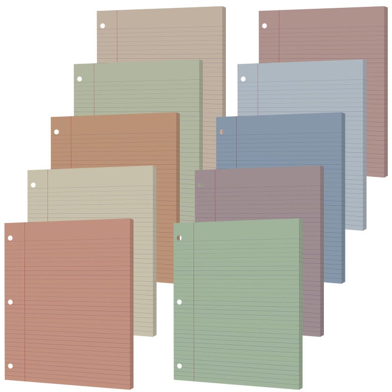 gisgfim 100 Sheets Loose Leaf Binder Paper, 8" x 10.5" Colored College Ruled Paper, 3 Hole Punched Lined Refill Inserts Thicken for 3-Ring Binders Notebooks Planner Writing School Office (Boho) - Image 1