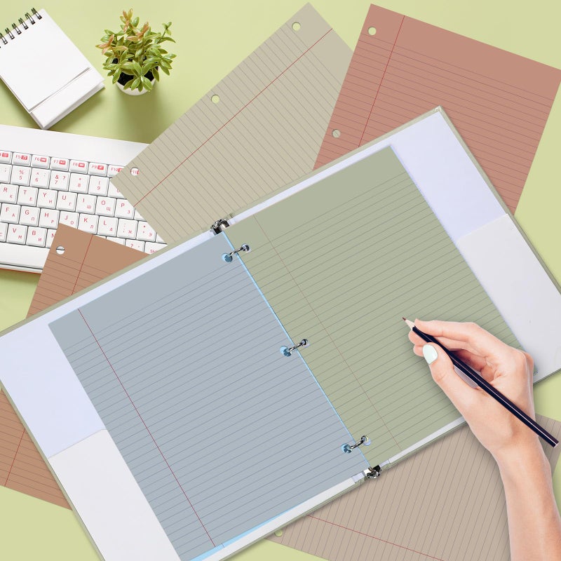 gisgfim 100 Sheets Loose Leaf Binder Paper, 8" x 10.5" Colored College Ruled Paper, 3 Hole Punched Lined Refill Inserts Thicken for 3-Ring Binders Notebooks Planner Writing School Office (Boho) - Image 5