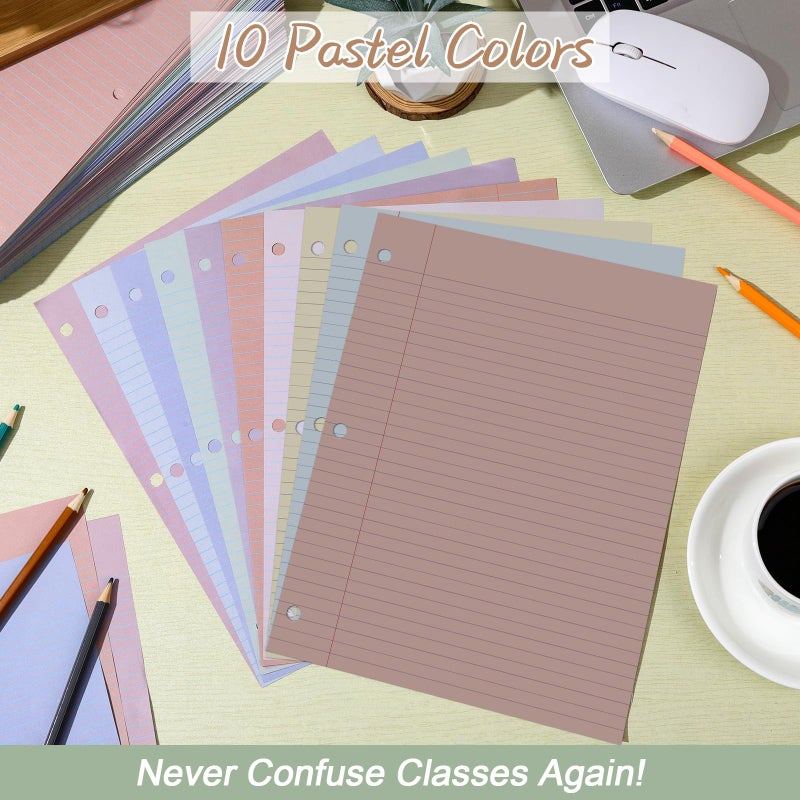 gisgfim 100 Sheets Loose Leaf Binder Paper, 8" x 10.5" Colored College Ruled Paper, 3 Hole Punched Lined Refill Inserts Thicken for 3-Ring Binders Notebooks Planner Writing School Office (Boho) - Image 3