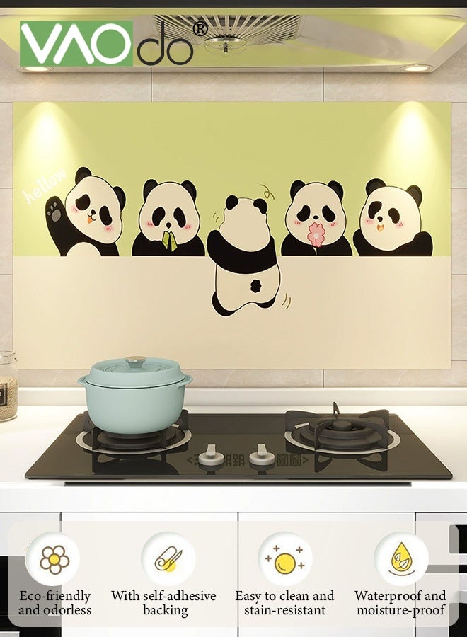 VAOdo Cartoon Panda Wall Sticker, Peel and Stick Self-adhesive Wallpaper, Home Wall Decoration PVC Sticker, Waterpoof Removable Kitchen Wallpaper, for Desk Kitchen Playroom Bedroom Classroom and Kindergarten 500*60CM - Image 2