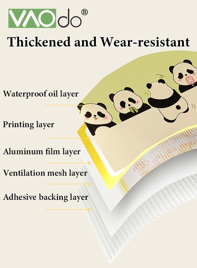 VAOdo Cartoon Panda Wall Sticker, Peel and Stick Self-adhesive Wallpaper, Home Wall Decoration PVC Sticker, Waterpoof Removable Kitchen Wallpaper, for Desk Kitchen Playroom Bedroom Classroom and Kindergarten 500*60CM - Image 4
