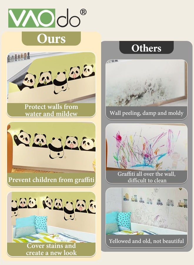 VAOdo Cartoon Panda Wall Sticker, Peel and Stick Self-adhesive Wallpaper, Home Wall Decoration PVC Sticker, Waterpoof Removable Kitchen Wallpaper, for Desk Kitchen Playroom Bedroom Classroom and Kindergarten 500*60CM - Image 5