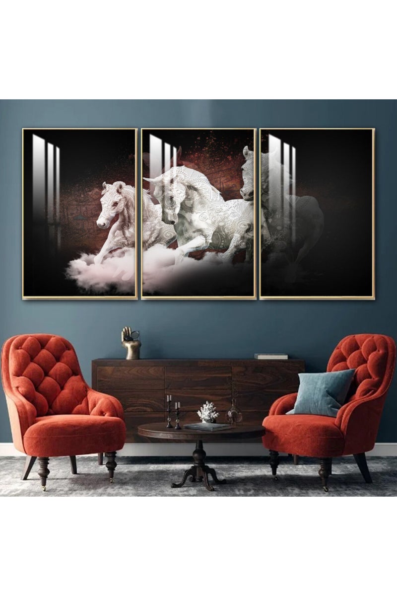 ماركتنا ثلاث لوحات جدارية خشبية بإطار وطبقة أكريليك شفافة - Image 1