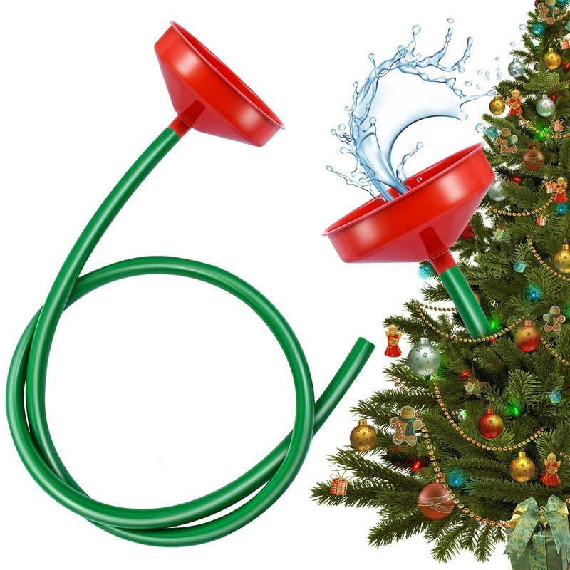 Emsiok 1 Set Christmas Tree Watering Funnel, Wide Spout Christmas Tree Funnel Watering System with 59Inch Green Long Hose Xmas Tree Watering Device Plant Watering Tool for Indoor Outdoor Plants - Image 1