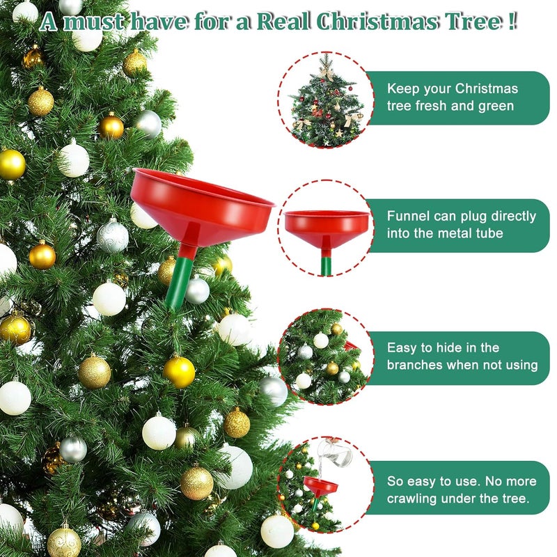 Emsiok 1 Set Christmas Tree Watering Funnel, Wide Spout Christmas Tree Funnel Watering System with 59Inch Green Long Hose Xmas Tree Watering Device Plant Watering Tool for Indoor Outdoor Plants - Image 3