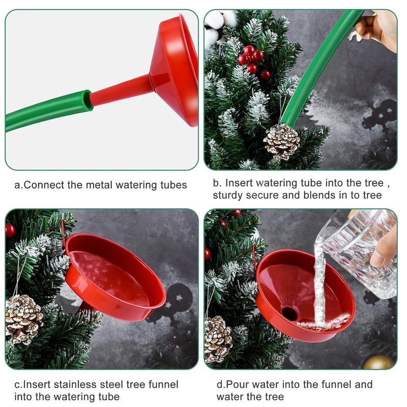 Emsiok 1 Set Christmas Tree Watering Funnel, Wide Spout Christmas Tree Funnel Watering System with 59Inch Green Long Hose Xmas Tree Watering Device Plant Watering Tool for Indoor Outdoor Plants - Image 5