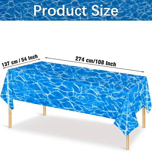 Kesfey 3 Packs Ocean Wave Tablecloths 54 x 108 Inch Water Print Table Cover Splashproof Plastic Ocean Party Table Cloths with Sea Backdrop for Beach Birthday Party Decoration Shower Supplies - Image 2