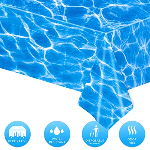 Kesfey 3 Packs Ocean Wave Tablecloths 54 x 108 Inch Water Print Table Cover Splashproof Plastic Ocean Party Table Cloths with Sea Backdrop for Beach Birthday Party Decoration Shower Supplies - Image 4