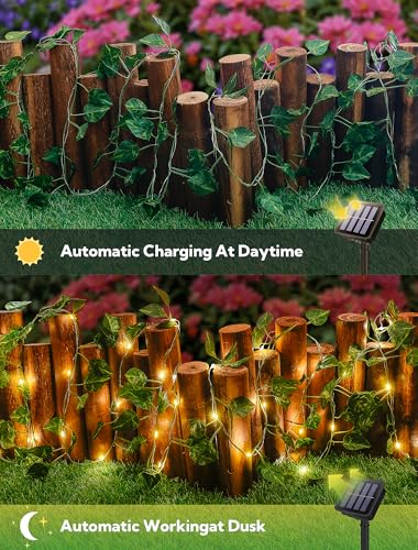 woohaha Solar Vine with Fairy Lights,23ft 73LED Ivy String Light for Christmas Decorations,Leaf Light for Bedroom, Room, Wall, Garden, Party, Wedding Decor (Warm White) - Image 3
