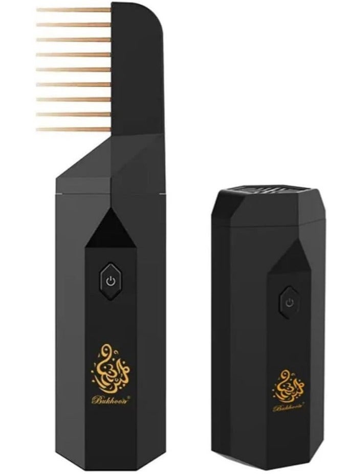 عود بخوان 2023 تصميم جديد USB قابلة للشحن الشعر الكهربائية البخور الفاخرة المبخرة السوداء - Image 2